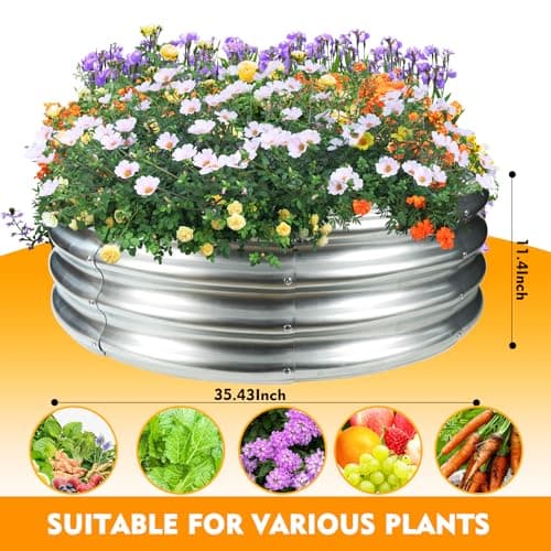 TBMLC 32" Round Galvanized Steel Ring Pit for Backyard,Camping,Bonfire; Round Steel Raised Garden Bed Kit,Metal Raised Garden Box for Outdoor Gardening and Planting (2.67x2.67x1FT, Black) — view 5