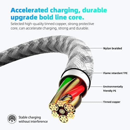 Bkayp Apple MFi Certified iPhone Charger 3pack 10FT Long Lightning Cable Fast Charging High Speed Data Sync USB Cable Compatible iPhone 14/13/12/11 Pro Max/XS MAX/XR/XS/X/8/7/Plus/6S (Grey White) — view 4