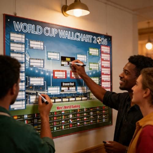 2026 World Cup Bracket Poster Black 27.6x23.6 Inches Wall Soccer Game Tracker Map for Watch Party Bar Home Decor — view 3