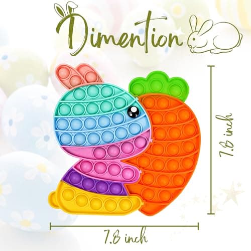 Easter Bunny Poppers, Bunny Carrot Pop Bubble Fidget Sensory Toy, Puzzle Popper, Easter Gifts for Kids,Toddler, Easter Basket for Toddlers Girl, Easter Toys, Stocking Easter Basket Stuffers (Rainbow) — view 2