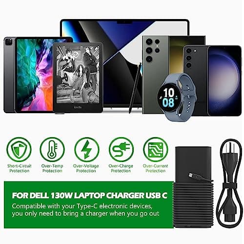 130W USB C Laptop Charger Compatible with Dell Computer XPS 15 17 9575 9500 9510 9520 9530 9700 9710 9720 9730,Precision 5470 5480 5550 5560 5530 5570 5750 5760 5770 3550 3560 3570 3571 2in1,Latitude — view 6