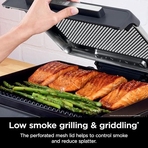 Ninja Griddle and Indoor Grill, 14’’, Electric Grill, For Steak, Burgers, Salmon, Veggies, and More, Pancake Griddle, Nonstick, Dishwasher Safe, 500F, Even Cooking, Silver, GR101 — view 3
