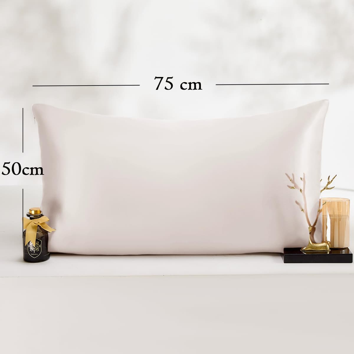 Vielit 2 Pack Satin Pillowcase for Hair and Skin Cooling,Soft as Silk Pillowcase for Hair and Skin,Easier Care than Silk Pillow Case Beige 50x75cm Gifts for Women Envelope & 2 Scrunchies — view 8