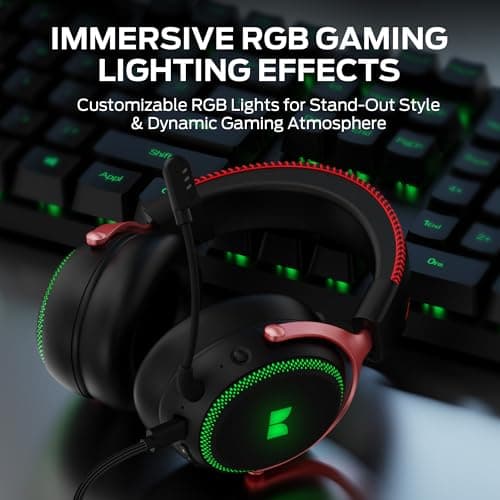 Monster Mission 350 Gaming Headset for PC, PS4, PS5, with Virtual 7.1 Surround Sound, RGB Lighting, Memory Foam, Over Ear Headphones for Switch, Xbox Series X/S, Laptop, Mobile — view 7