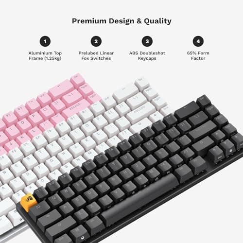 Glorious Gaming GMMK 2-65 Percent Keyboard - White Custom Layout - Compact Low-Profile - Hotswap w/Cherry Mx Style Switches - Incl. Double Shot Keycaps & Linear Switches — view 3