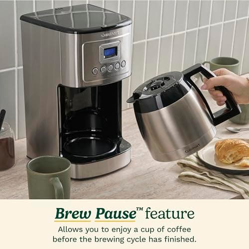 Cuisinart 12-Cup Coffee Maker, Programmable PerfecTemp Thermal Carafe Coffee Machine with 1-4 Cup Setting, Brew Strength Control and Brew Pause, Stainless Steel, DCC-3400NAS, Silver — view 7