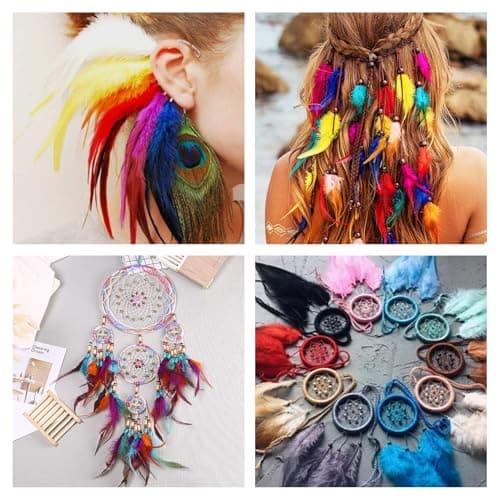 whitefeather Craft Feathers Bulk Pack - 300PCS Assorted Colorful Feathers for Crafting, Hat Decorating, Carnival DIY Projects (4-6 Inch Small Feathers, Synthetic Craft Materials) (Mix Color) — view 6