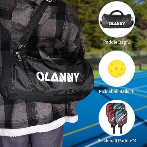 OLANNY Graphite Pickleball Paddles 4 Pack - Premium Rackets Fiber Face & Polymer Honeycomb Core Pickleball Set Includes 4 Pickleball Paddles + Balls+1 Bag (Twill Pickleball Paddles)
