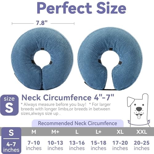 Loflaze Inflatable Dog Cone Collar - Dog Neck Donut Cone Collar Alternative After Surgery - Soft Cone for Large Medium Small Dogs Cats - Alternative Recovery E Collar (Blue, S) — view 4