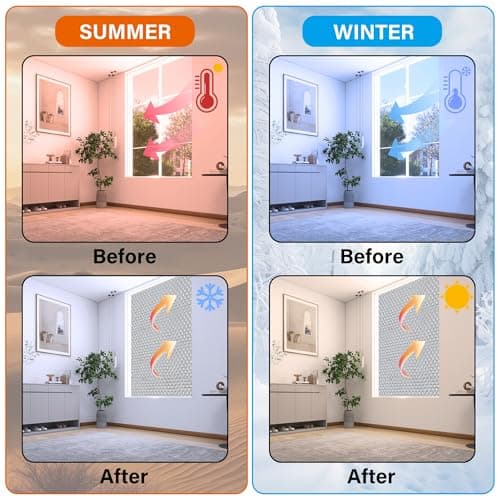winemana Window Insulation Roll, 59IN x 8FT Reflective Heat Shield Bubble Film, Double-Sided Aluminum Foil Insulation, Weatherproof Garage Door Cover for Windows, RV, Basement, Winter & Summer — view 4