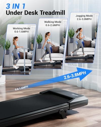 Superun Walking Pad,6% Manual Incline Walking Pad Treadmill,Under Desk Treadmill for Home Office, with App & Remote,2.5HP Quiet,LED Display,300 lbs Capacity — view 3