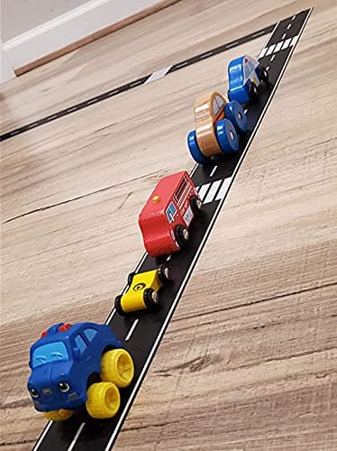RECER Black Road Track Tape,Road Tape Track,Race Cars Decorations for Birthday Party, 33' x 2.4" Each Roll (2 Rolls, 2.4" x 33') — view 5