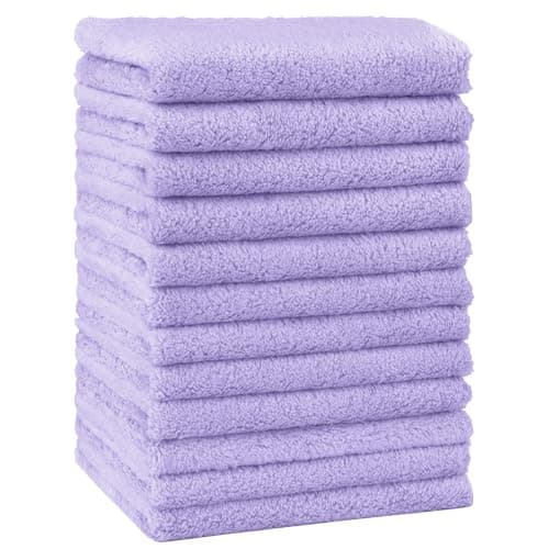 HOMEXCEL Baby Washcloths 12 Pack-Microfiber Coral Fleece Baby Bath Face Towel 7 x 9 Inch Extra Absorbent Soft Burp Cloth and Wash Cloths for Newborn-Infants and Toddlers,Purple