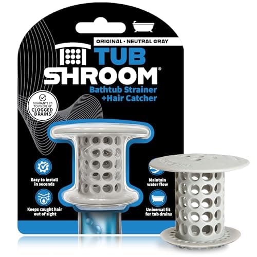 TubShroom Tub Hair Catcher Drain Protector, Fits 1.5 inch-1.75 inch, Gray