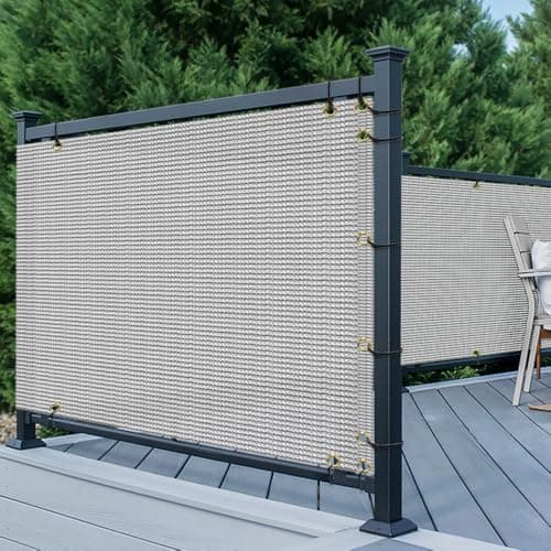 TANG 3' x 12' Balcony Privacy Screen Fence for Apartment Deck Railing, 200GSM Heavy Duty Block Outdoor Privacy Fencing Cover for Patio Porch Backyard Screens, Gray — view 5