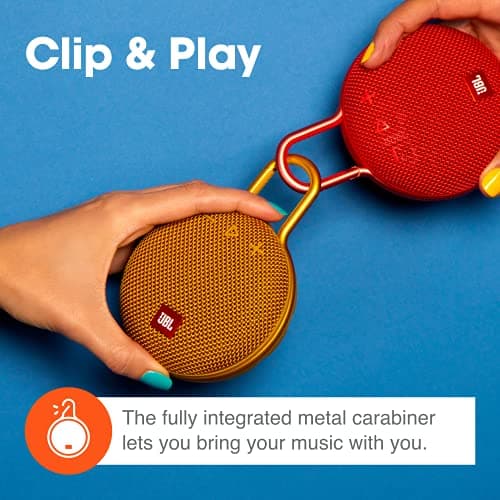 JBL Clip 3, Fiesta Red - Waterproof, Durable & Portable Bluetooth Speaker - Up to 10 Hours of Play - Includes Noise-Cancelling Speakerphone & Wireless Streaming — view 2