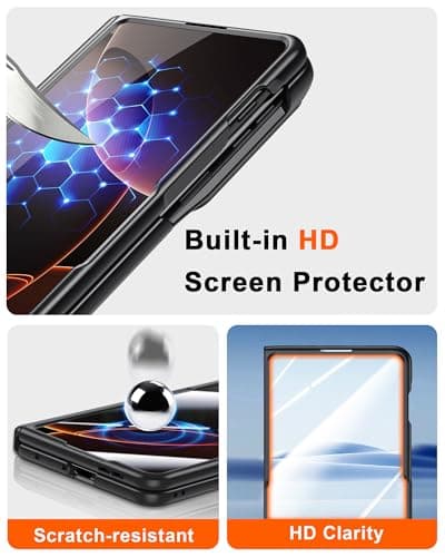 Kaiiecal for Motorola Razr Fold Case [Fit for MagSafe] [Hidden Kickstand] [Hinge Protection] Built-in Screen Protector Durable Silicone Matte Protective Cover for Moto Razr Fold 2026, Black — view 6