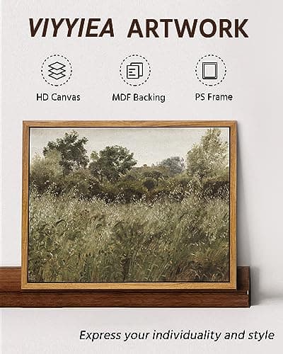 VIYYIEA Two Vintage Framed Wall Art, Country Road and Grassland Painting Decor Aesthetic, Small Canvas Print Artwork, Farmhouse Landscape Wall Pictures for Bedroom Barthroom, 9x11 Inch,Set of 2 — view 5