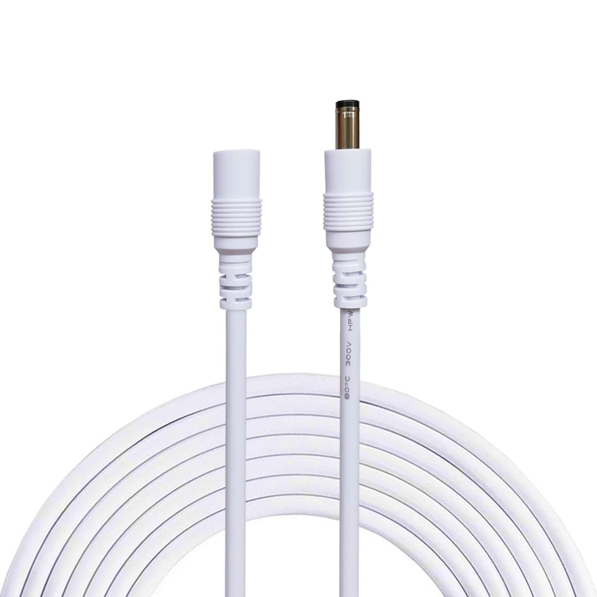 Liwinting 10m Cable de Extensión 2.1mm x 5.5mm Plug DC Macho a Hembra Conector para Adaptador de Corriente, LED, Cámara CCTV Potencia, Coche, Monitores y Más, Flexible - Blanco — view 6