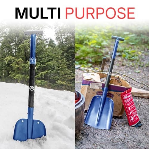72HRS Collapsible 3-in-1 Aluminum Compact Snow Shovel - Snow Removal in Winter, Emergency Kit for Vehicle, Car, Van, SUV, Truck, Snowmobile, Snowboard Gear, Camping, Gardening (Blue, 21”-32”) — view 4