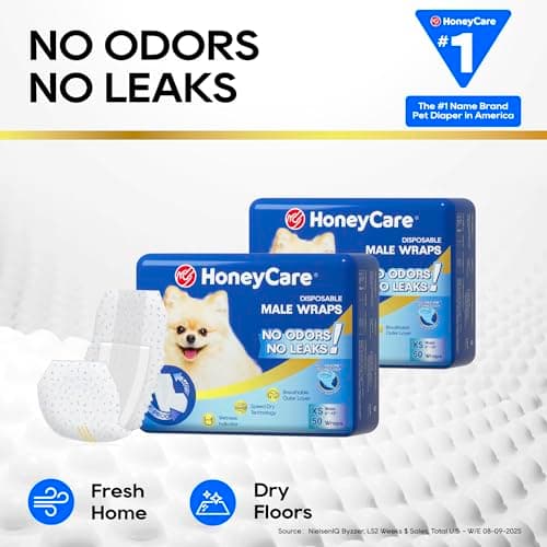 HONEY CARE All-Absorb A27 Male Dog Wrap, 50 Count, Extra Small — view 5