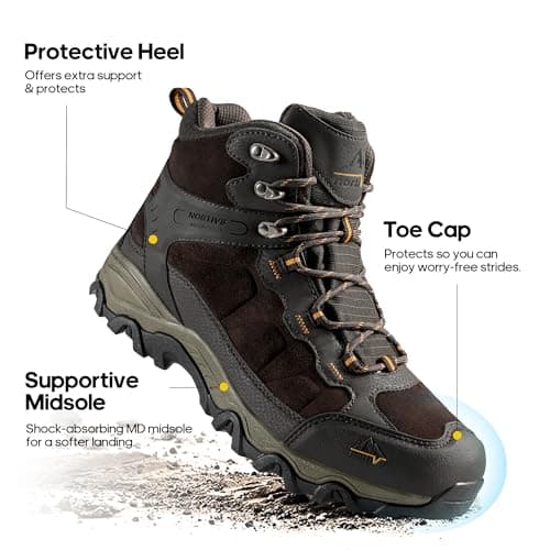 NORTIV 8 Men's Waterproof Hiking Boots Outdoor Backpacking Mountaineering Shoes,Size 11,Brown,JS19004M — view 5