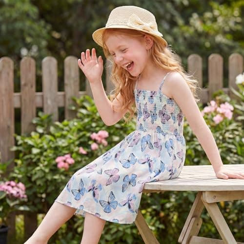 JiAmy Girl Dress and Cardigan 2Pcs Sets Toddler Summer Sleeveless Butterfly Floral Print A-line Dresses with Long Sleeve Coat Kids Casual Clothes for Girls 9-10 Years Purple — view 4