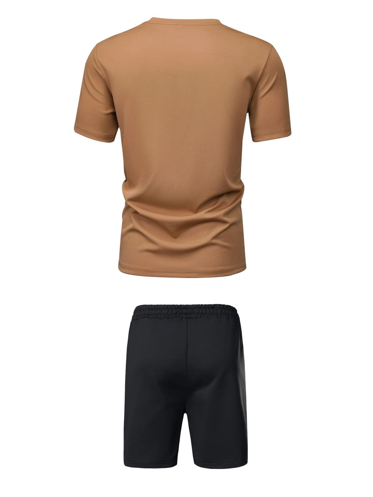 Conjunto de 2 piezas de camiseta ligera de manga corta con estampado de letras de París para hombre, simple, a la moda, casual, vacaciones, deportes