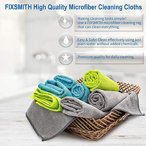 FIXSMITH Microfiber Cleaning Cloth - Pack of 8, Size: 12 x 16 in, Multi-Functional Cleaning Towels, Highly Absorbent Cleaning Rags, Lint-Free, Streak-Free Cleaning Cloths for Car Kitchen Home Office. — view 2