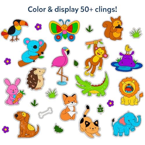Skillmatics Cling Art – Color Clingz Animals, 50+ Reusable Static Stickers, Mess-Free Fun for Kids, DIY Craft Kits & Supplies, Travel Toys, Creative Gifts for Boys and Girls Ages 3, 4, 5, 6, 7 — view 5