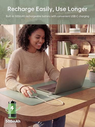 hunart H6 49g Wireless Mouse, Bluetooth & 2.4GHz Rechargeable Mouse, Lightweight Silent Ergonomic Mouse with USB-C Charging, Portable Right-Hand Office Mouse for Laptop, PC, MacBook, Tablet - Green — view 3
