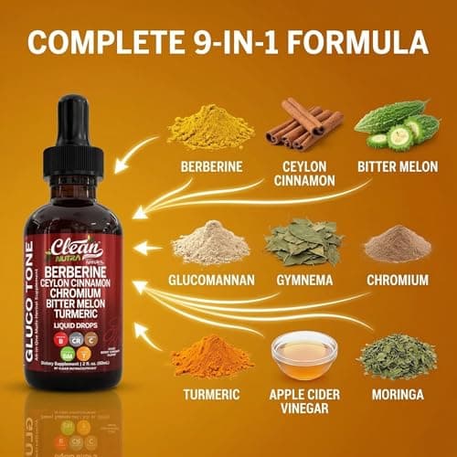 Clean Nutra Berberine with Ceylon Cinnamon Supplement Liquid Drops + Bitter Melon Extract, Glucomannan, Gymnema, Chromium, Turmeric, Organic Panax Ginseng, Moringa — view 5