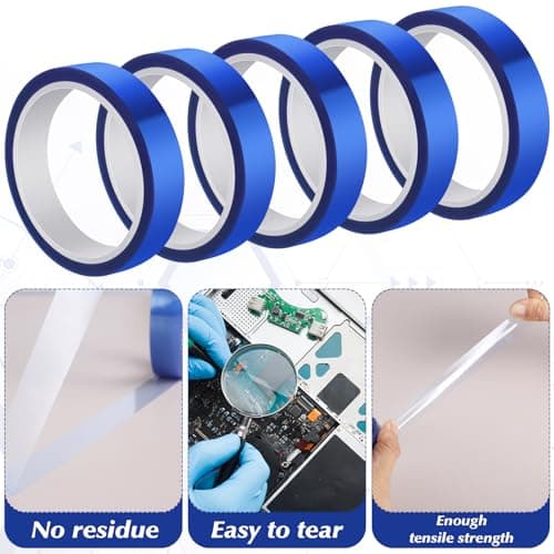 5 Rolls Heat Resistant Tape 0.8 Inch x 98 Ft Blue Sublimation Tape High Temperature Resistant Blue Tape, Heat Transfer Tape for Sublimation Printer Electronic Soldering, No Residue — view 4