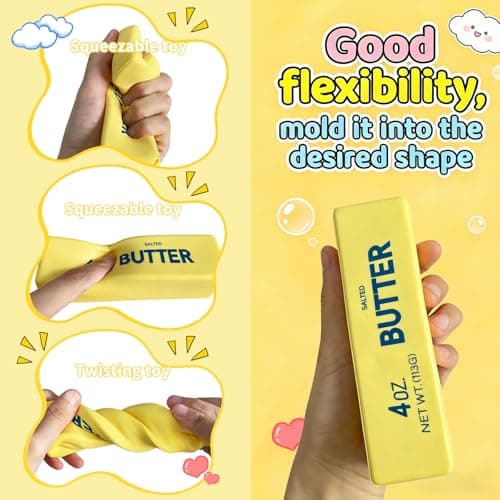 Slow Rising Squishy，Taba Squishy, Stress Balls，Party Favor Gift (Butter stick-2pcs)-0519 (Yellow-2pcs) — view 3