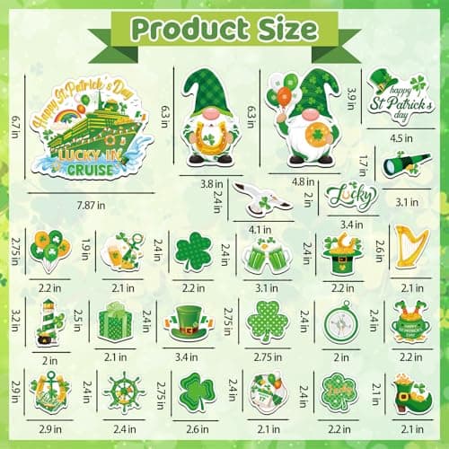 25PCS St. Patrick's Day Cruise Door Magnets Decorations, Waterproof St. Patrick's Day Refrigerator Magnets Lucky Irish Shamrock Magnet Stickers for Saint Patrick Irish Party Decor Supplies — view 6