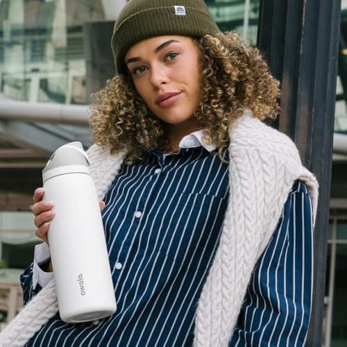 Owala FreeSip Insulated Stainless Steel Water Bottle with Straw for Sports and Travel, BPA-Free, 24-oz, Shy Marshmallow — view 6
