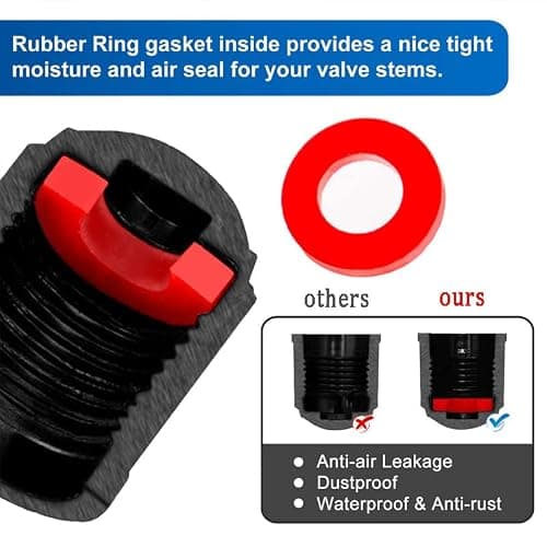 Tire Valve Stem Caps The Upgraded Version has a Sealing Ring for Car, Motorbike, Trucks, Bike， Bicycle ，60 Pack
