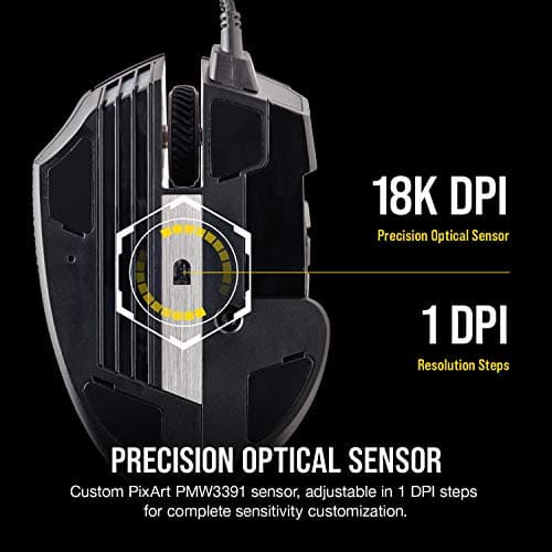 Corsair Scimitar RGB Elite Gaming Mouse for MOBA, MMO - 18,000 DPI - 17 Progammable Buttons - iCUE Compatible - Black — view 5