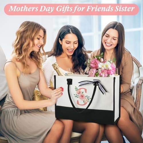 Birthday Gifts for Women Mothers Day Gifts for Mom Wife Grandma Daughter Sister Teacher Bridesmaid Gifts Tote Bag and Makeup Bag C — view 3