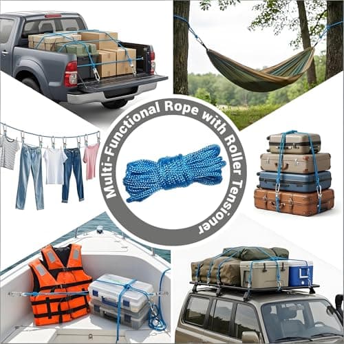 6 Pack Rope with Roller Tensioner for Easy and Secure Tying,2026 New Heavy Duty Retractable Buckle Rope with Accessory Cord for Camping Boating Home Storage Outdoor Use — view 3