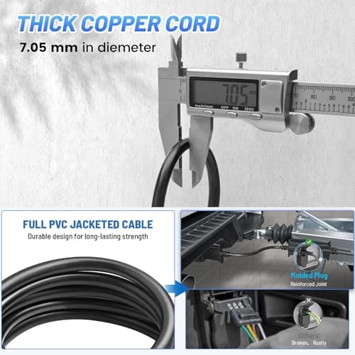 MECMO 4 Way Trailer End Connector Wire 5 Feet Jacketed Cable, Heavy Duty 18AWG 4 Pin Trailer Light Plug Color-Coded Pure Copper, Trailer-Side Male End Replacement 4 Flat Connector Trailer Hitch Wiring — view 3