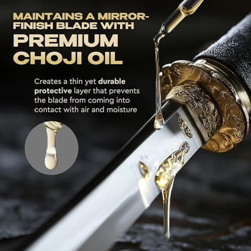 Basic Katana Cleaning Kit with 5 pcs Cleaning Cloths and Bottle of Choji Oil - Maintenance Care Set for Samurai Swords - Care for Samurai Japanese Ninja Katanas Swords - Gift for Everyone New KCK 02 — view 3
