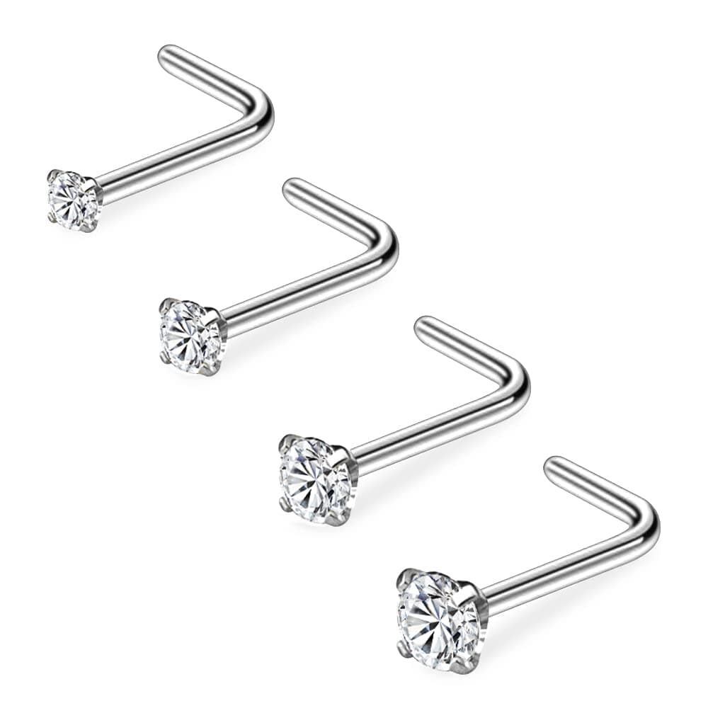 PunkTracker 20G 1.5mm 2mm 2.5mm 3mm 3.5mm 4mm Nose Rings, 4-12Pcs Clear Diamond CZ Nose Studs Nose Piercings Jewellery — view 9