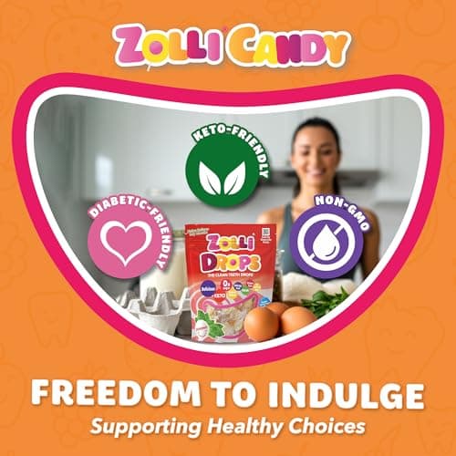 Zolli Drops Sugar Free Candy with Xylitol, Dye-Free Lollipops - Keto & Diabetic-Friendly, Dentist-Approved Treats for Kids (Peppermint, 1.6 oz) — view 5