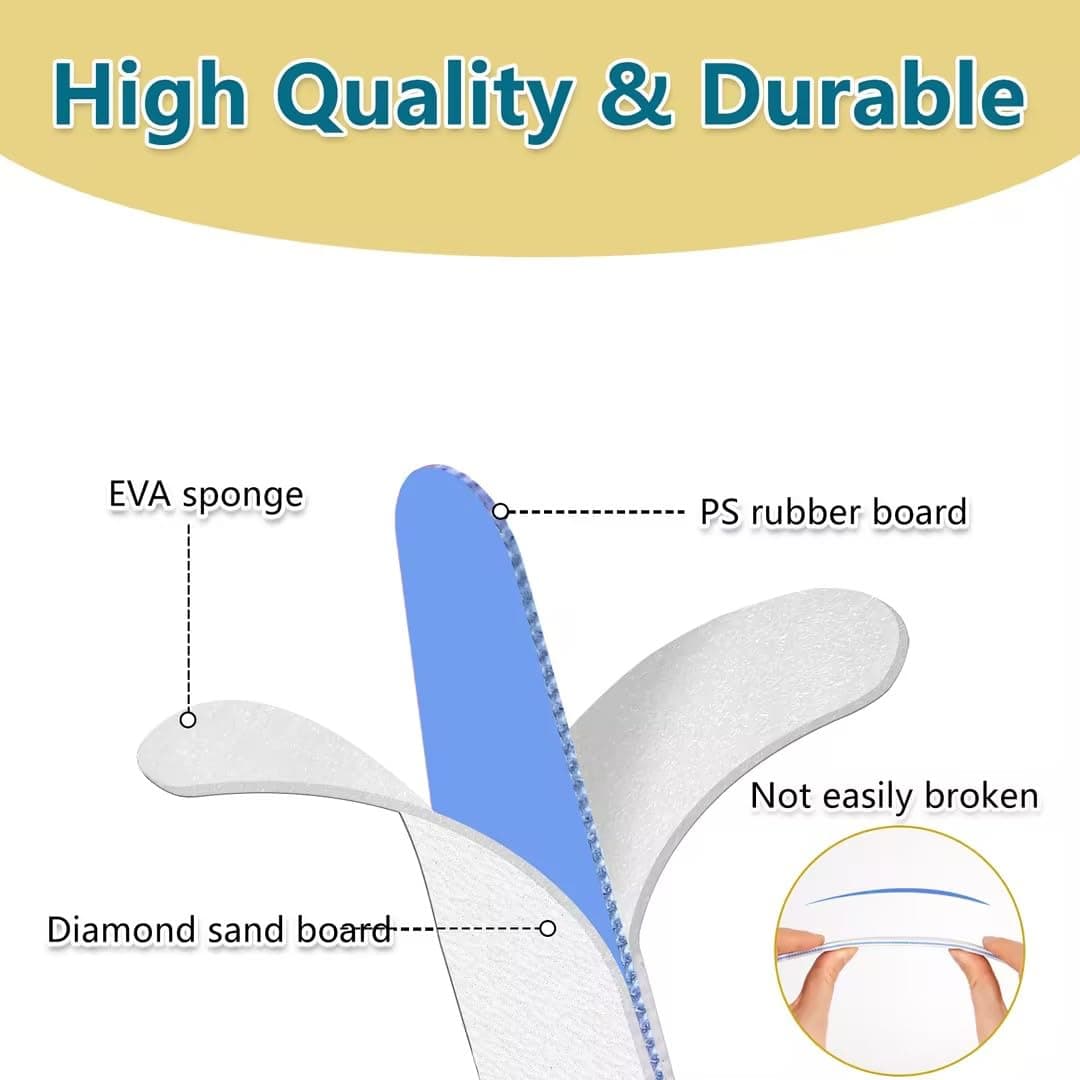 elzle 10 PCS Professional Nail Files Set, 100/180 Grit Double-Sided Washable Emery Board Nail File, Manicure Pedicure Pet Grooming Tools for Home and Salon Use, Half-Moon (White) — view 3