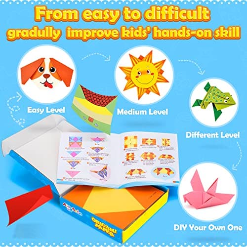 Origami Paper Set, 308PCS Kids Craft Paper Kit with Instructional Book for Girls Age 6,7,8,9,10,11,12, Art Projects Supplies for School Class Craft Lessons- Christmas Birthday Gifts for Boys&Girls — view 4