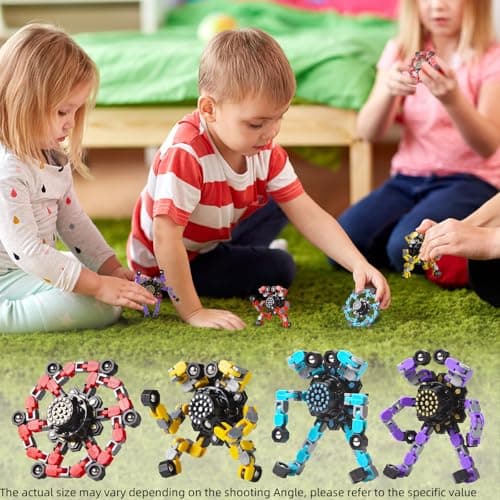 Gokeey Transformable Fidget Spinners Toys 4 Pcs for Kids and Adults Stress Relief Sensory Toys for Boys and Girls Age 8-13 Fingertip Gyros Party Favors Birthday Gifts for Teens Road Trip Travel Toy — view 2