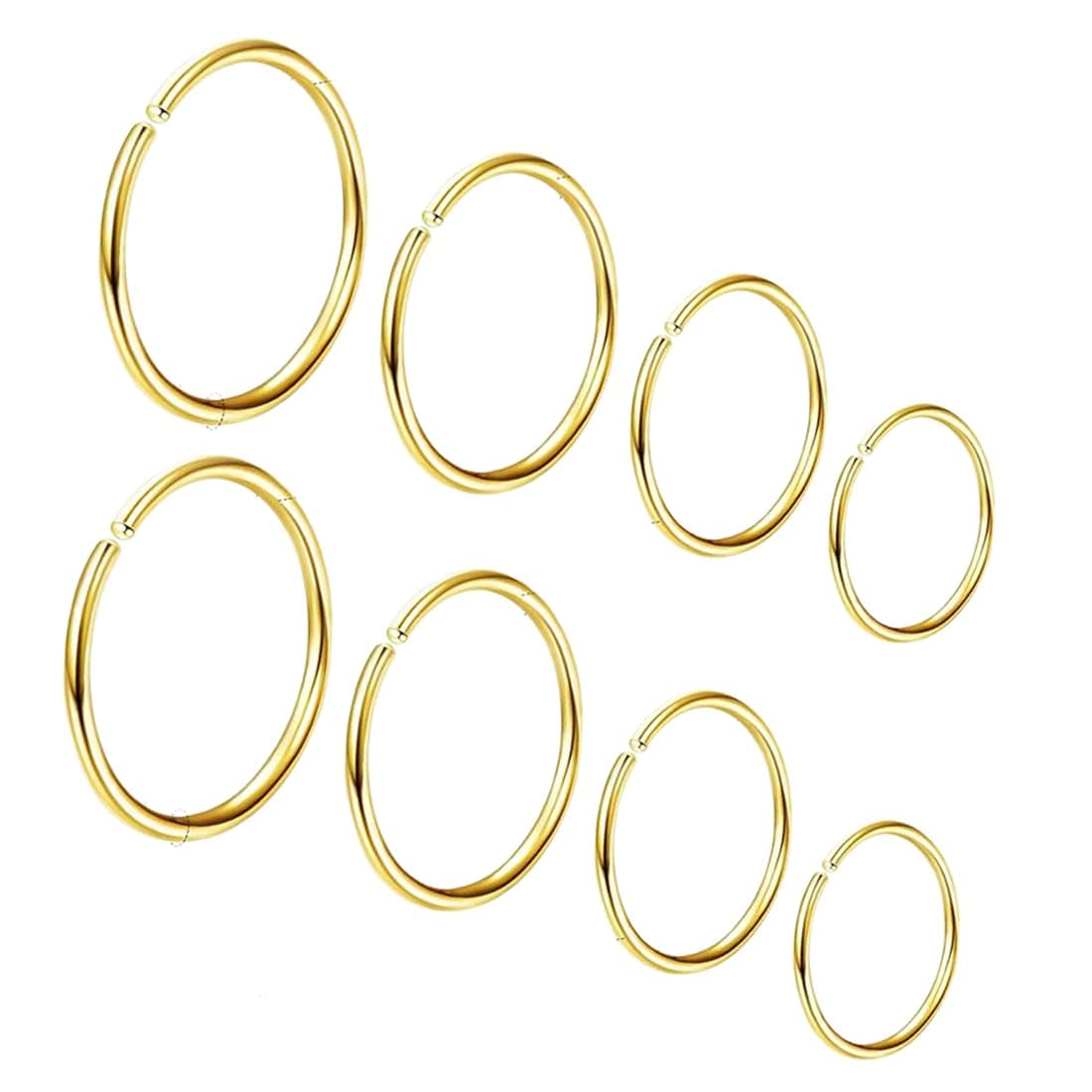 8 Pcs Acero Quirúrgico Piercings Nariz Septum Piercing 16G Segmento Anillo Cuerpo Piercing Nariz Aro Labio Anillos Cartílago Concha Helix Pendientes para Mujeres Hombres 6/8/10/12/14mm