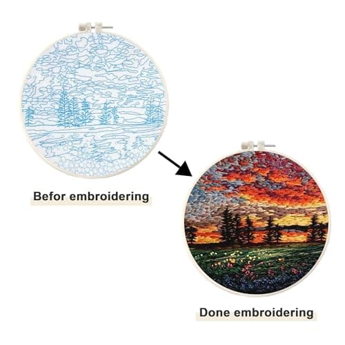 Maydear 4 Pack Embroidery Starter Kit with Pattern, Stamped Cross Stitch Kits for Beginners Adults with Embroidery Hoop and Instructions, Hand Embroidery Kit (Embroidery kit flower2) — view 7