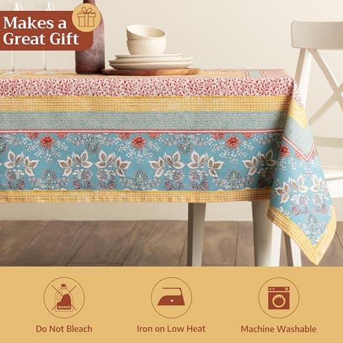 Maison d' Hermine Table Cloth Square Table 100% Cotton 54 x 54 Inches Tablecloth Reusable Decorative for Dining Kitchen Room Farmhouse Party Home Hotel Restaurant Spring Summer - Marquise — view 4